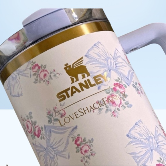 Stanley LoveShackFancy 40oz Quencher  FlowState Tumbler Coquette Bow Chantilly - Picture 2 of 6